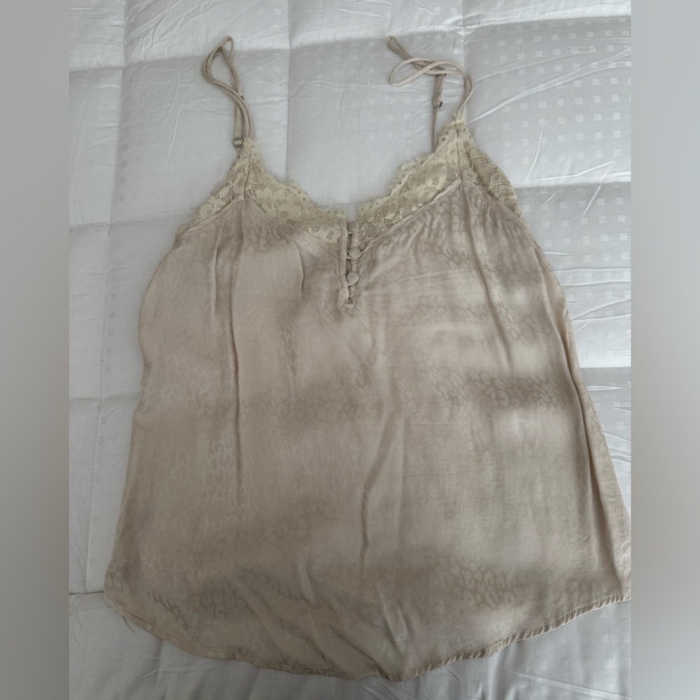 Abercrombie ivory leopard satin tank